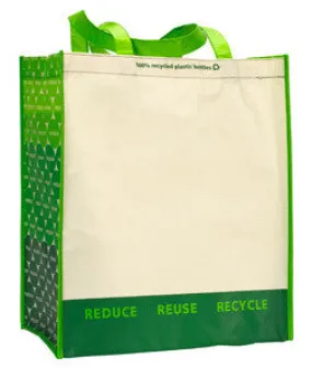 1768 Gemline Laminated 100% Recycled Shopper Sand/ Green