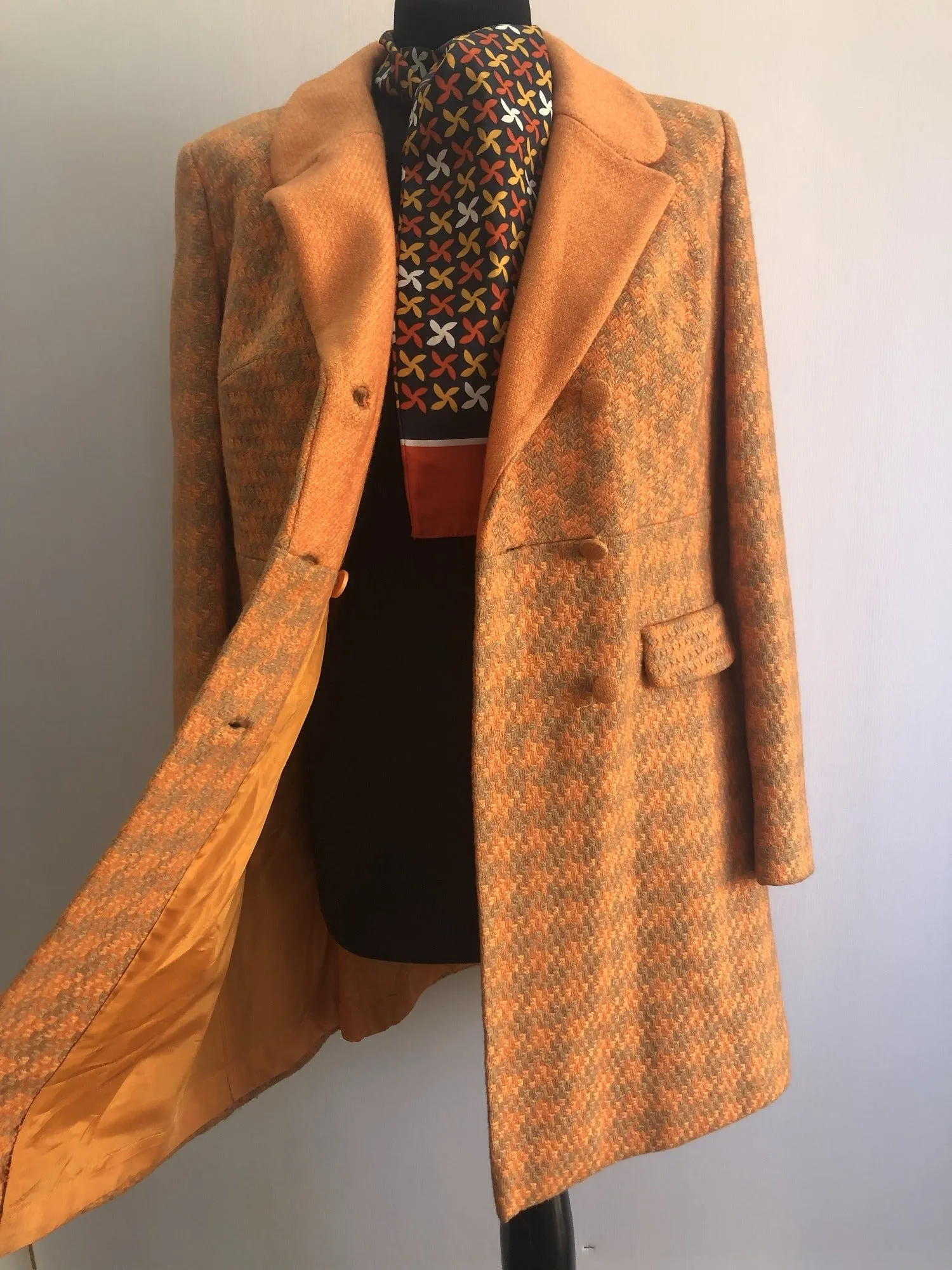 1960s Dogtooth Coat by London Maid - Size 12