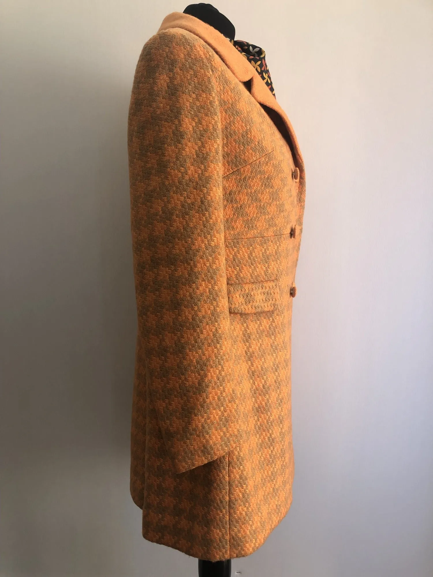 1960s Dogtooth Coat by London Maid - Size 12