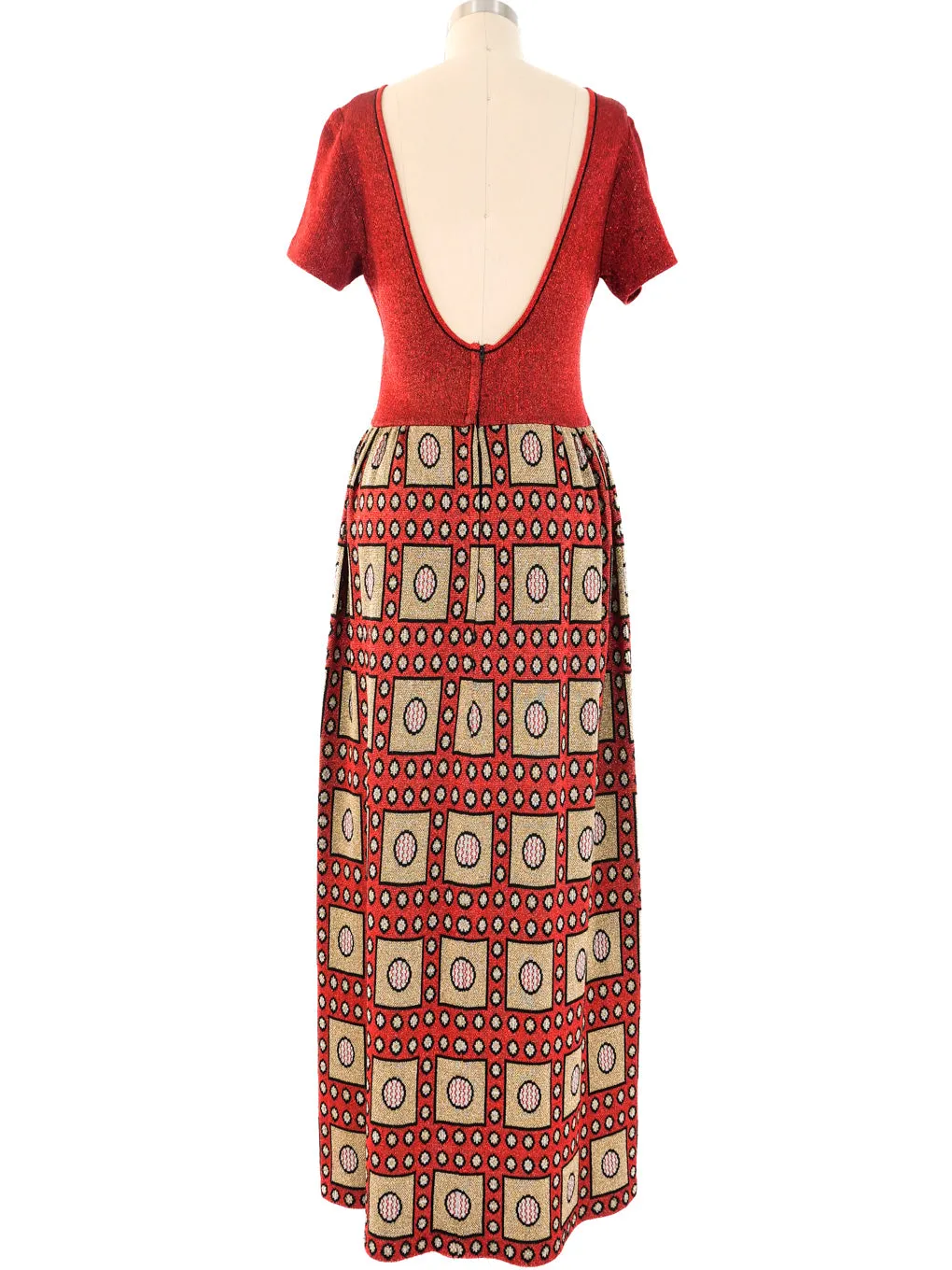 1960s Metallic Knit Maxi Dress
