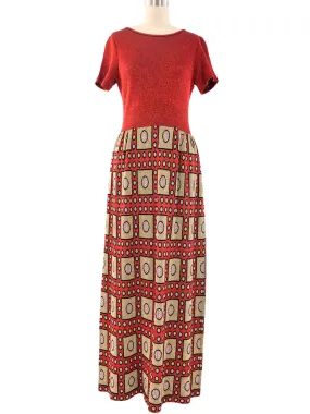 1960s Metallic Knit Maxi Dress