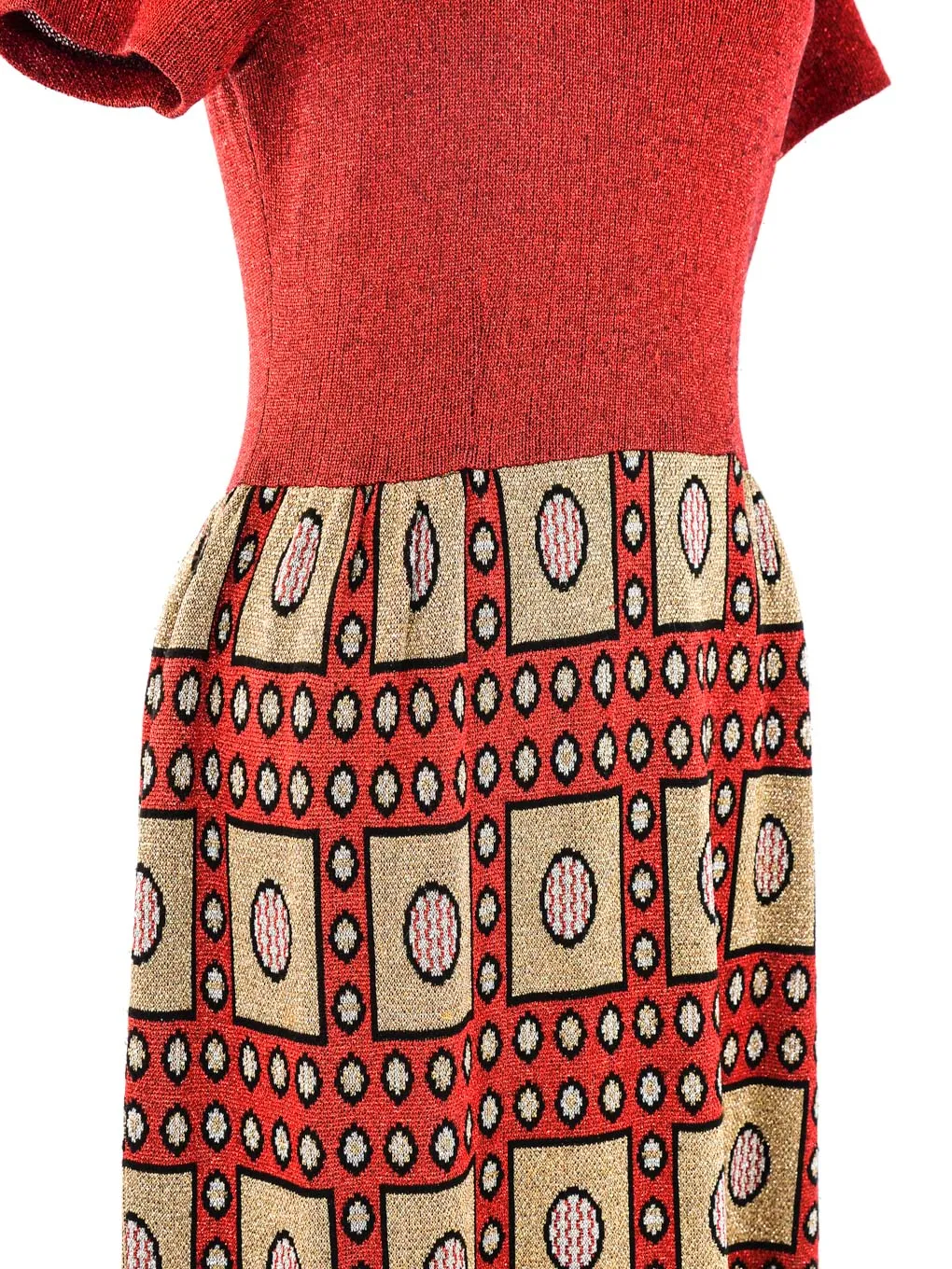 1960s Metallic Knit Maxi Dress