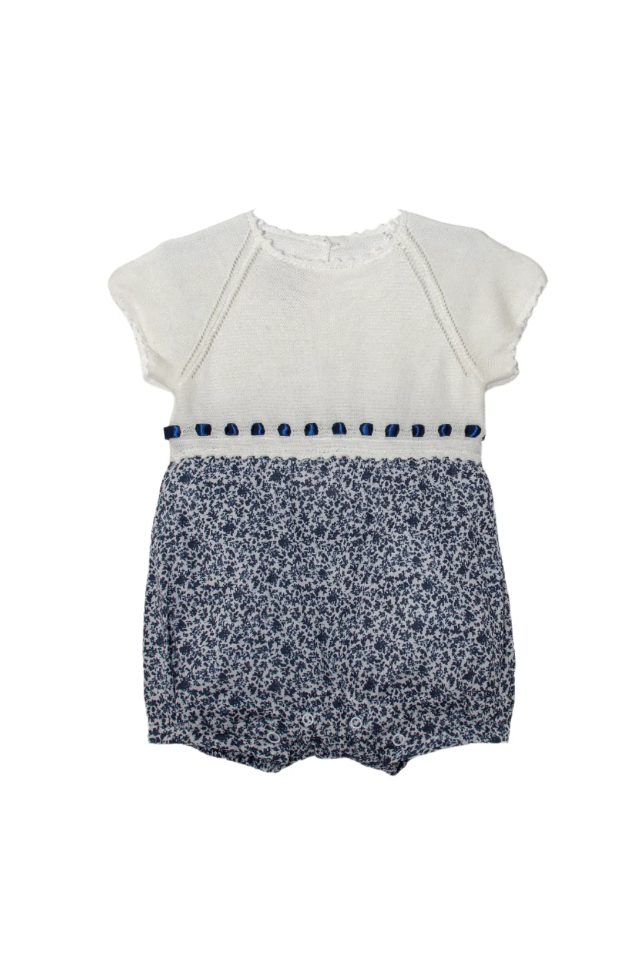 20137-Blue & White Knit Baby Boy Romper