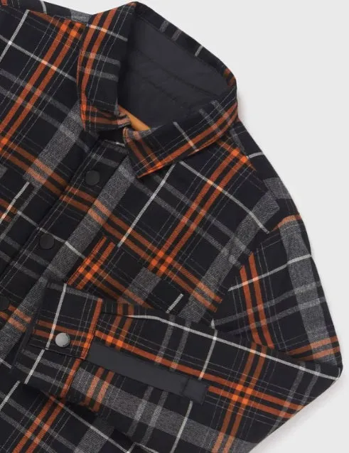 7184 Reversible Padded Shacket - Black & Charcoal Pumpkin