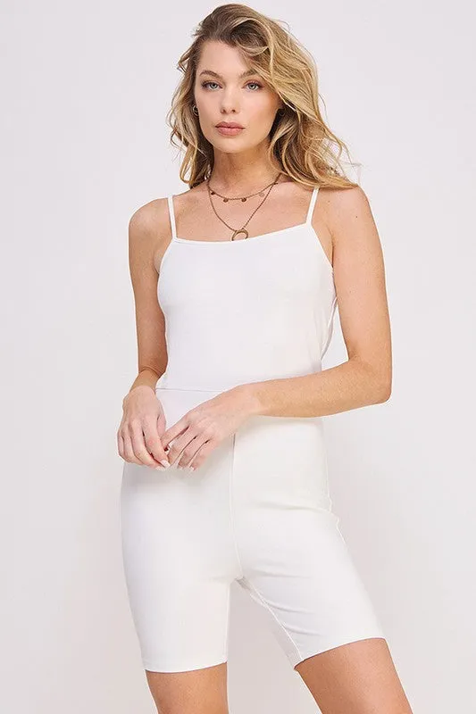 ACTIVE SPAGHETTI STRAP FITTED UNITARD ROMPER