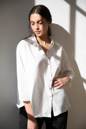 Album di Famiglia | TC Cotton Short Collar Shirt in Milk