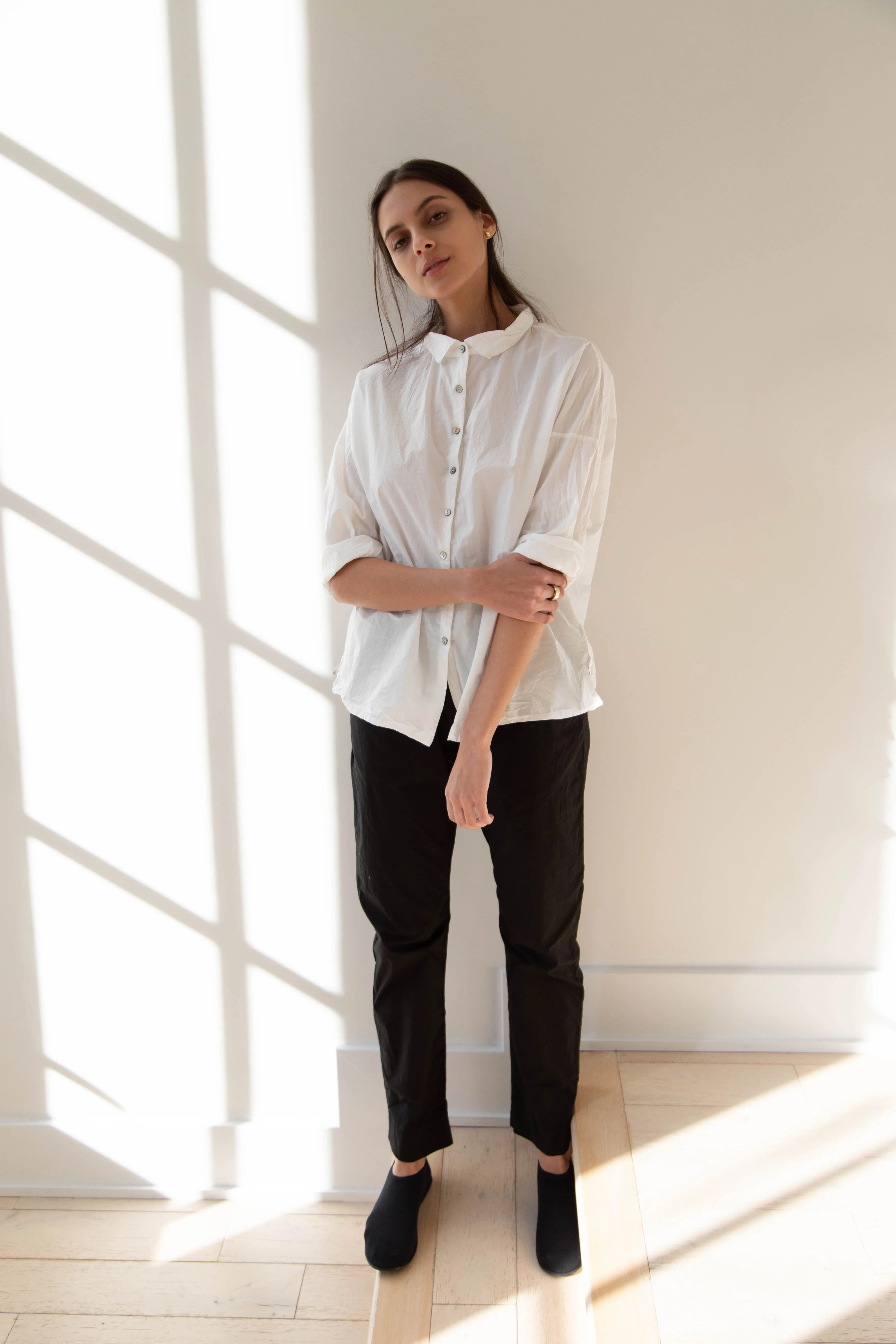 Album di Famiglia | TC Cotton Short Collar Shirt in Milk