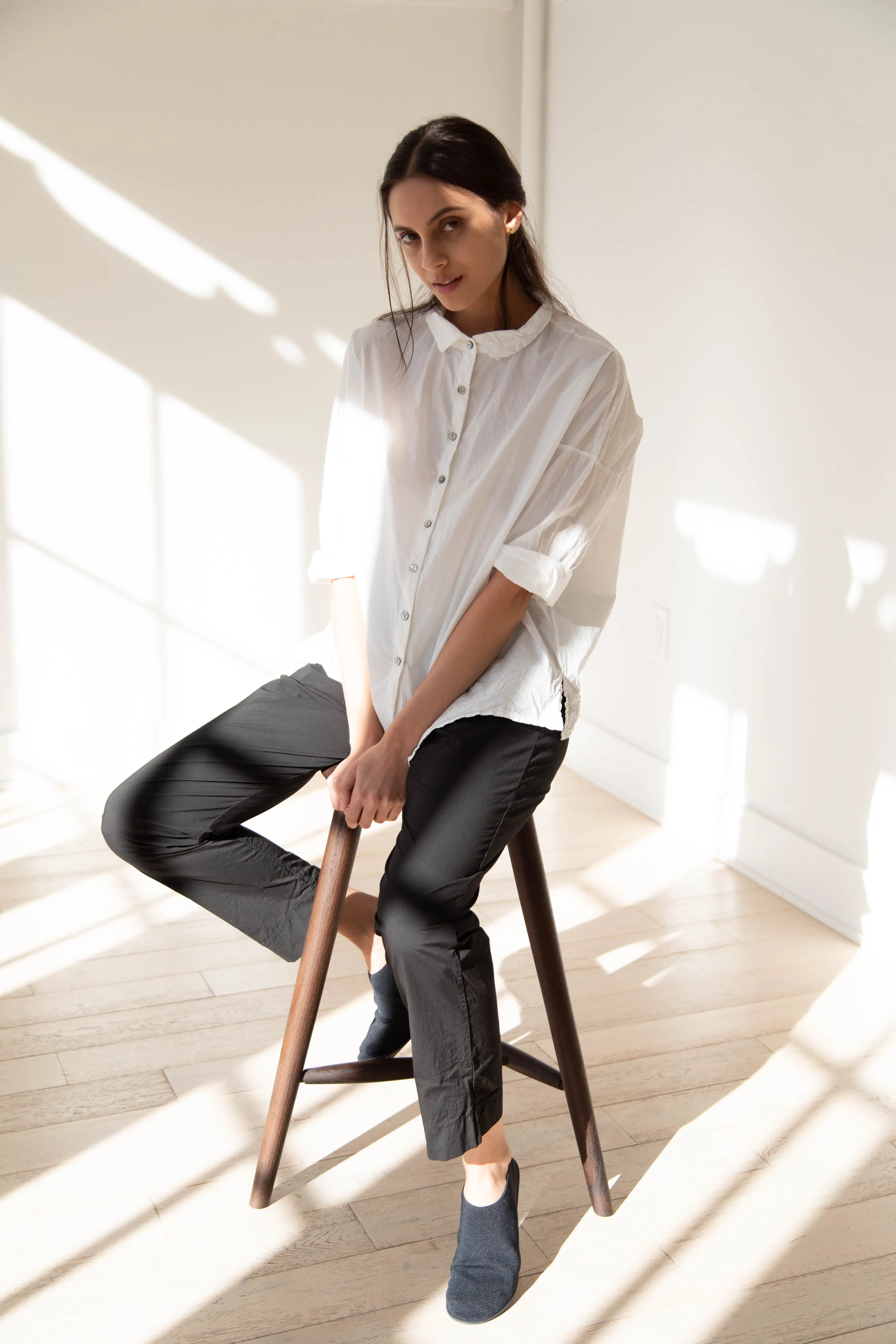 Album di Famiglia | TC Cotton Short Collar Shirt in Milk