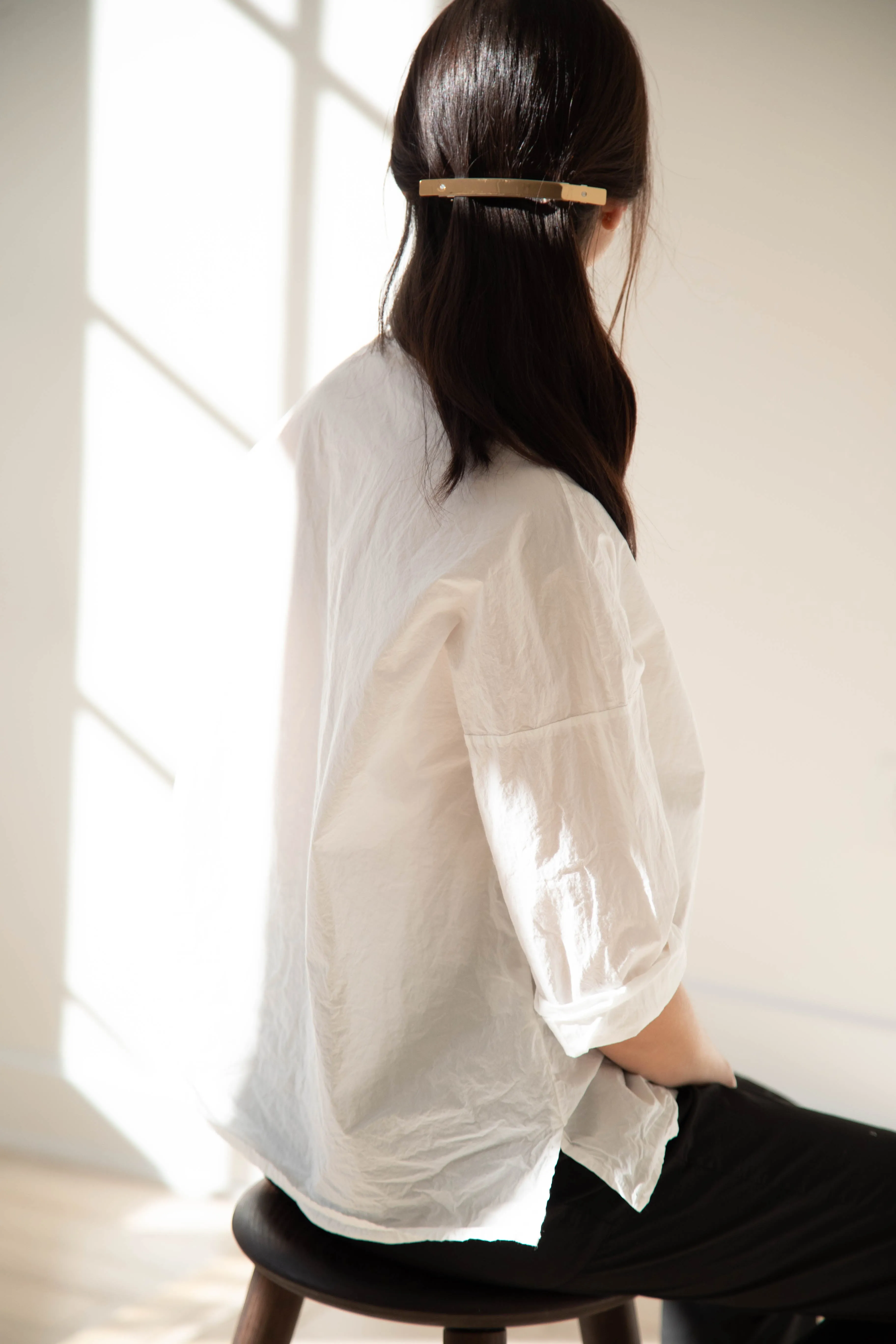 Album di Famiglia | TC Cotton Short Collar Shirt in Milk