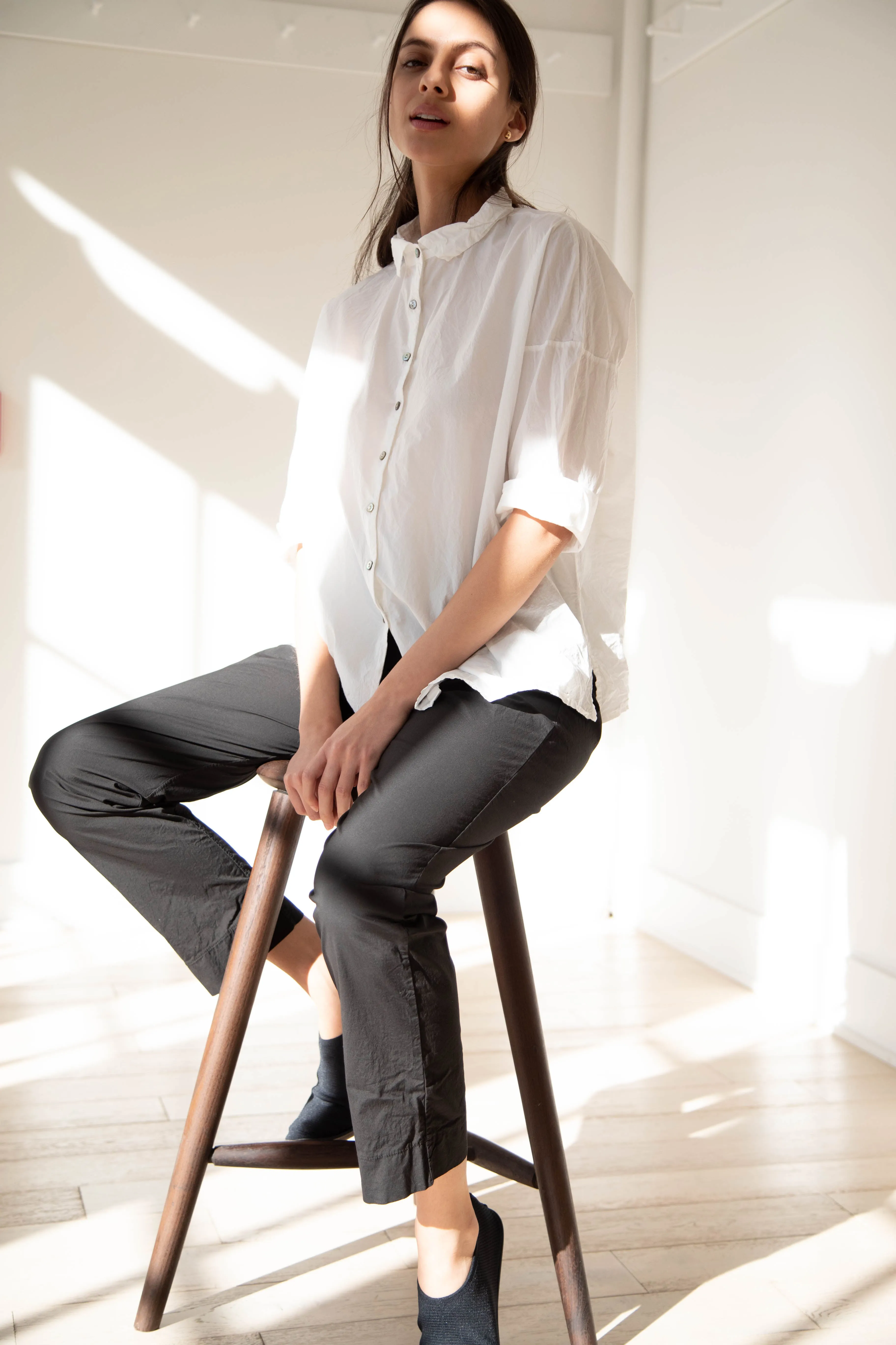 Album di Famiglia | TC Cotton Short Collar Shirt in Milk