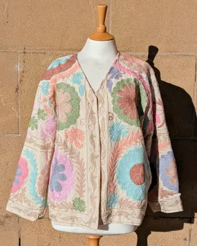 Anushka Pastel Tapestry Suzani Kimono Ladies Jacket No 25