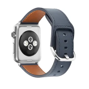 Apple Watch (45mm) top layer genuine leather watch strap - Midnight Blue