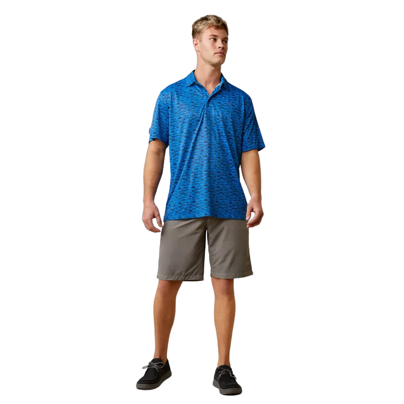 Ariat Clothing Men's All Over Print Polo Cendre Blue Shirt