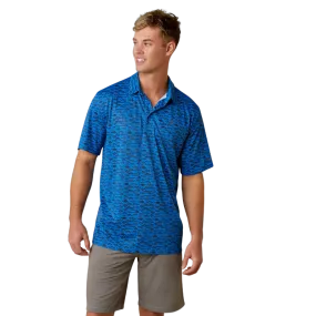 Ariat Clothing Men's All Over Print Polo Cendre Blue Shirt
