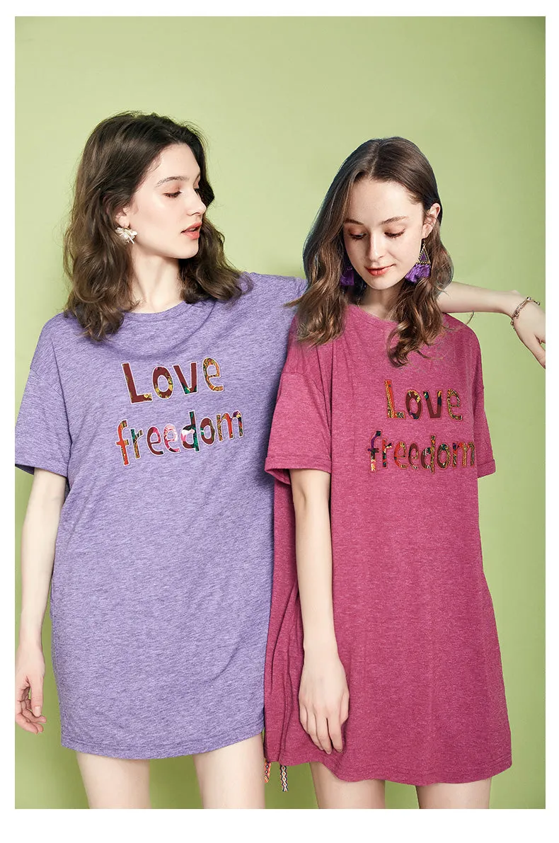 ARTKA LOVE FREEDOM PRINT T SHIRT DRESS