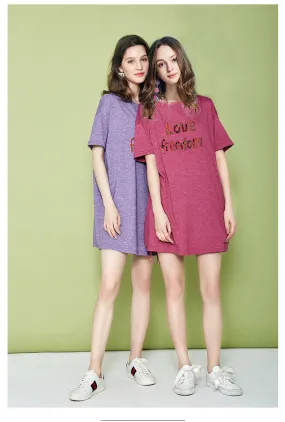 ARTKA LOVE FREEDOM PRINT T SHIRT DRESS
