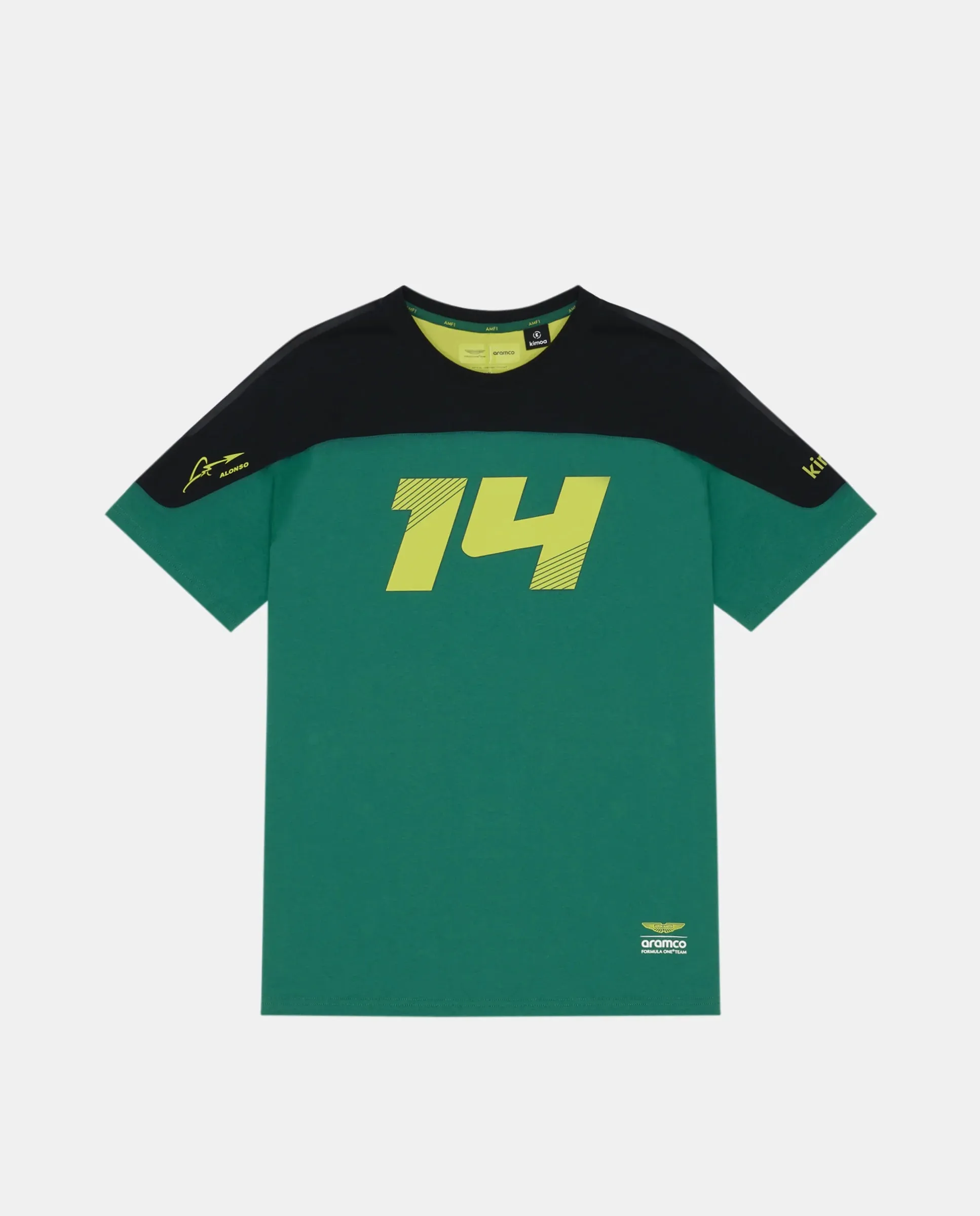 Aston Martin F1 Kimoa Fernando Alonso #14 Color Block T-Shirt - Green
