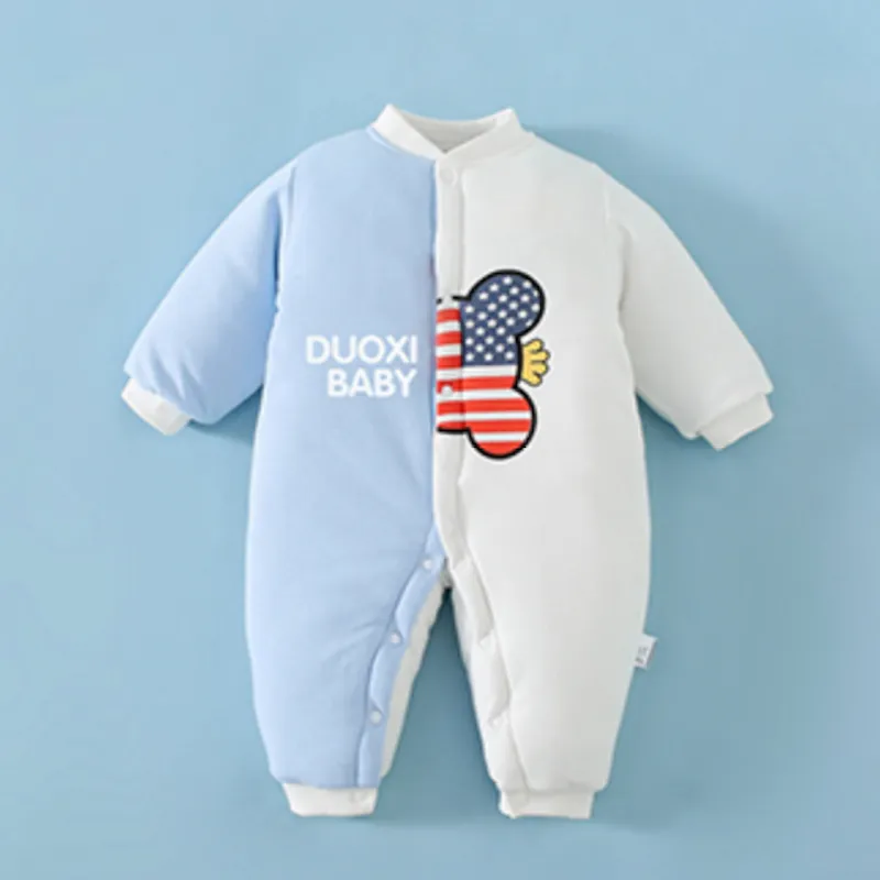 Baby Winter Warm Cotton Romper Blue Green Series