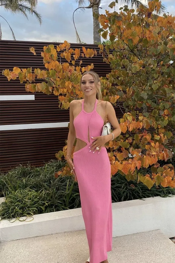 Beyond Limits Knit Dress in Pink