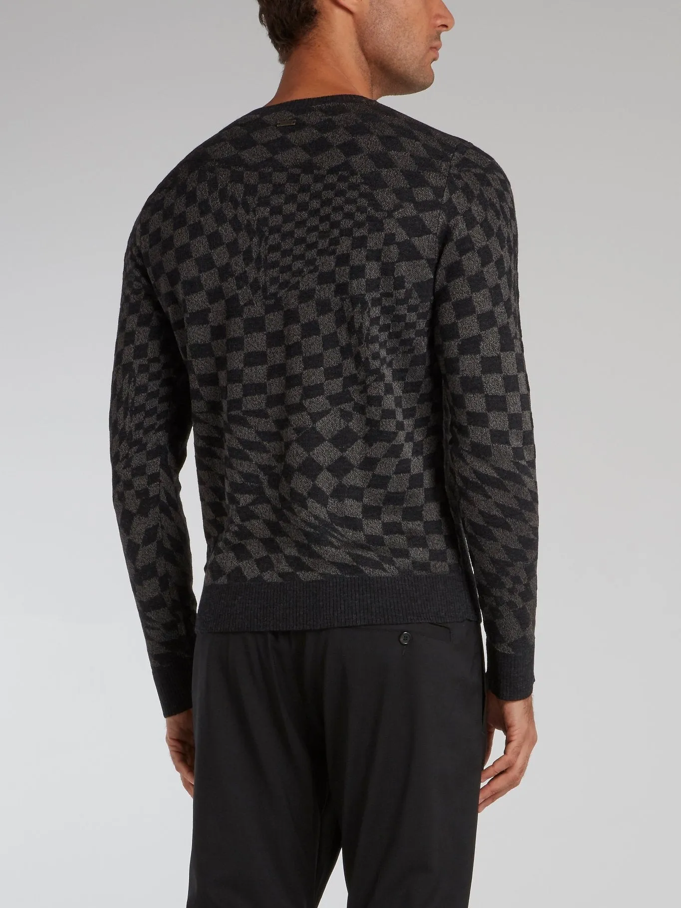 Black Check Knitted Pullover