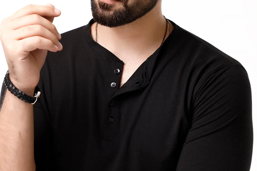 Black Full Sleeves Henley