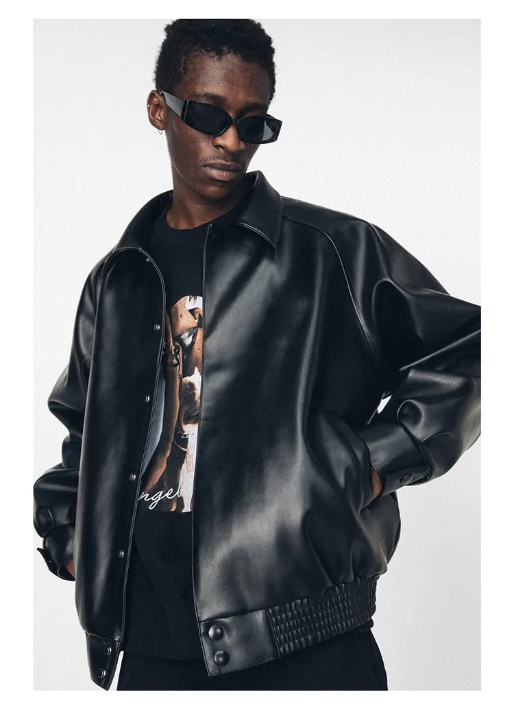 Black Oversized Leather Jacket