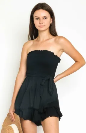 Bocca Black Smocked Strapless Romper