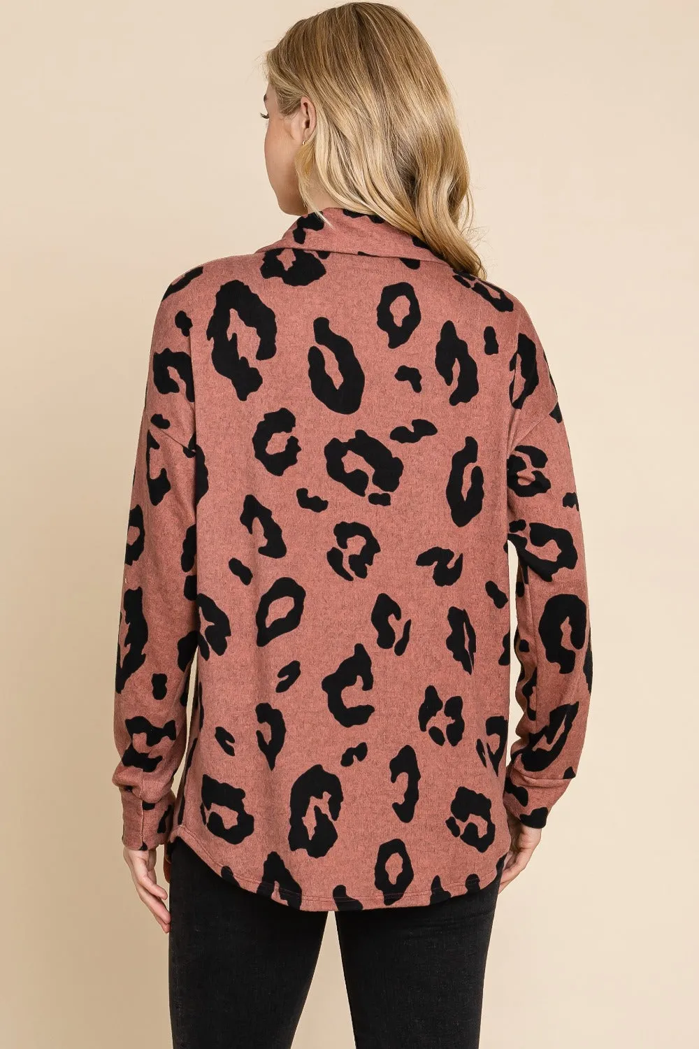 BOMBOM Animal Print Button Up Knit Shacket 🇺🇸