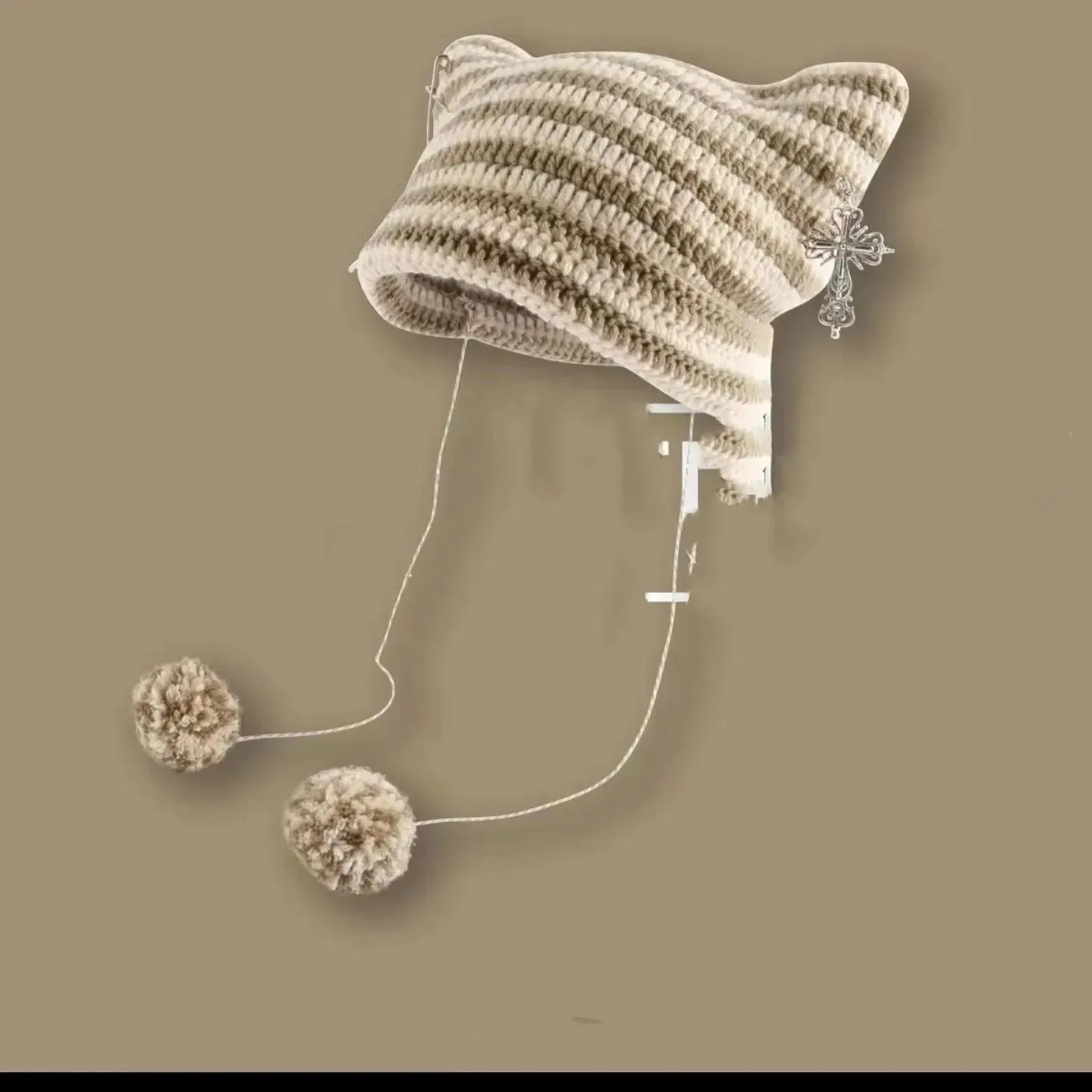 Breathable Windproof Cute Thermal Head Cover Woolen Cap beanies