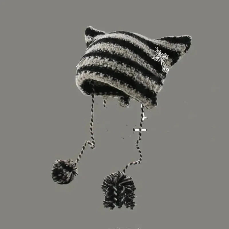 Breathable Windproof Cute Thermal Head Cover Woolen Cap beanies