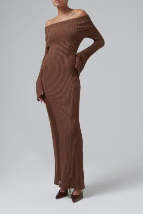 Brown Danica Light Knit Maxi Dress