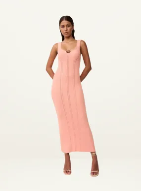 By Johnny Eco Bead Knit Midi Dress in PEACH