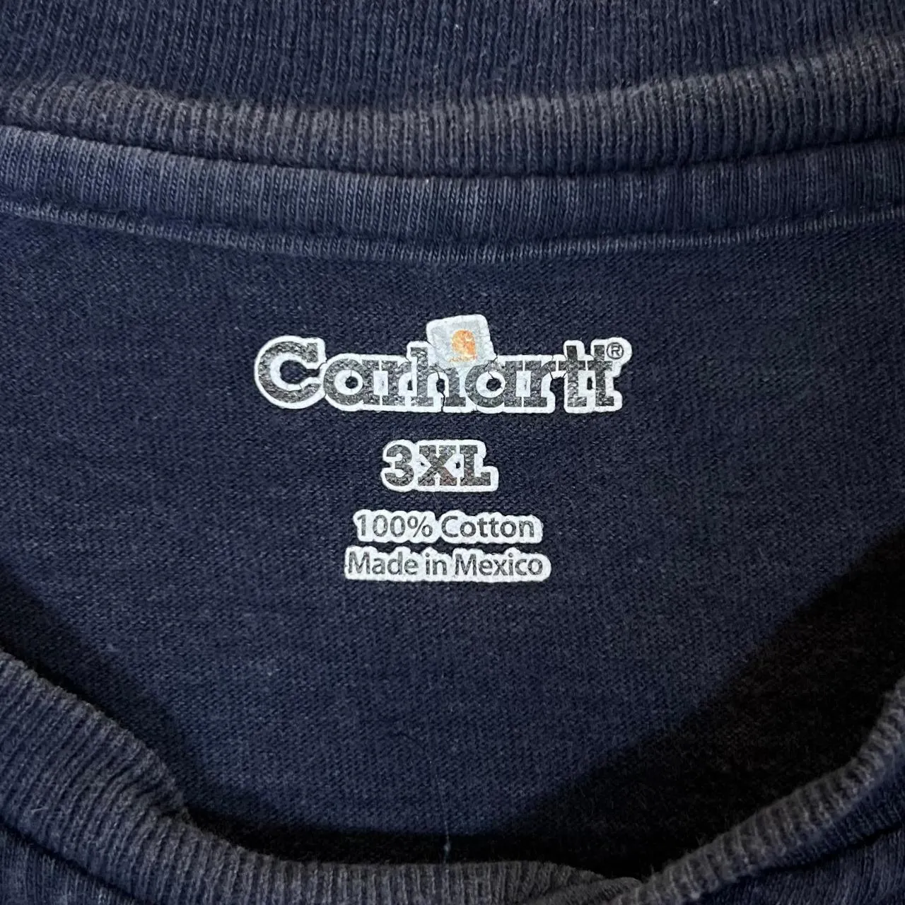 CARHARTT Classic Basic Mini Pocket Patch Logo Navy Blue Long Sleeve Henley Button T-Shirt
