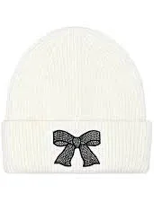 CC BEANIE Rhinestone Ribbon Bow Embellishment C.C Beanie MULTIPLE COLORS