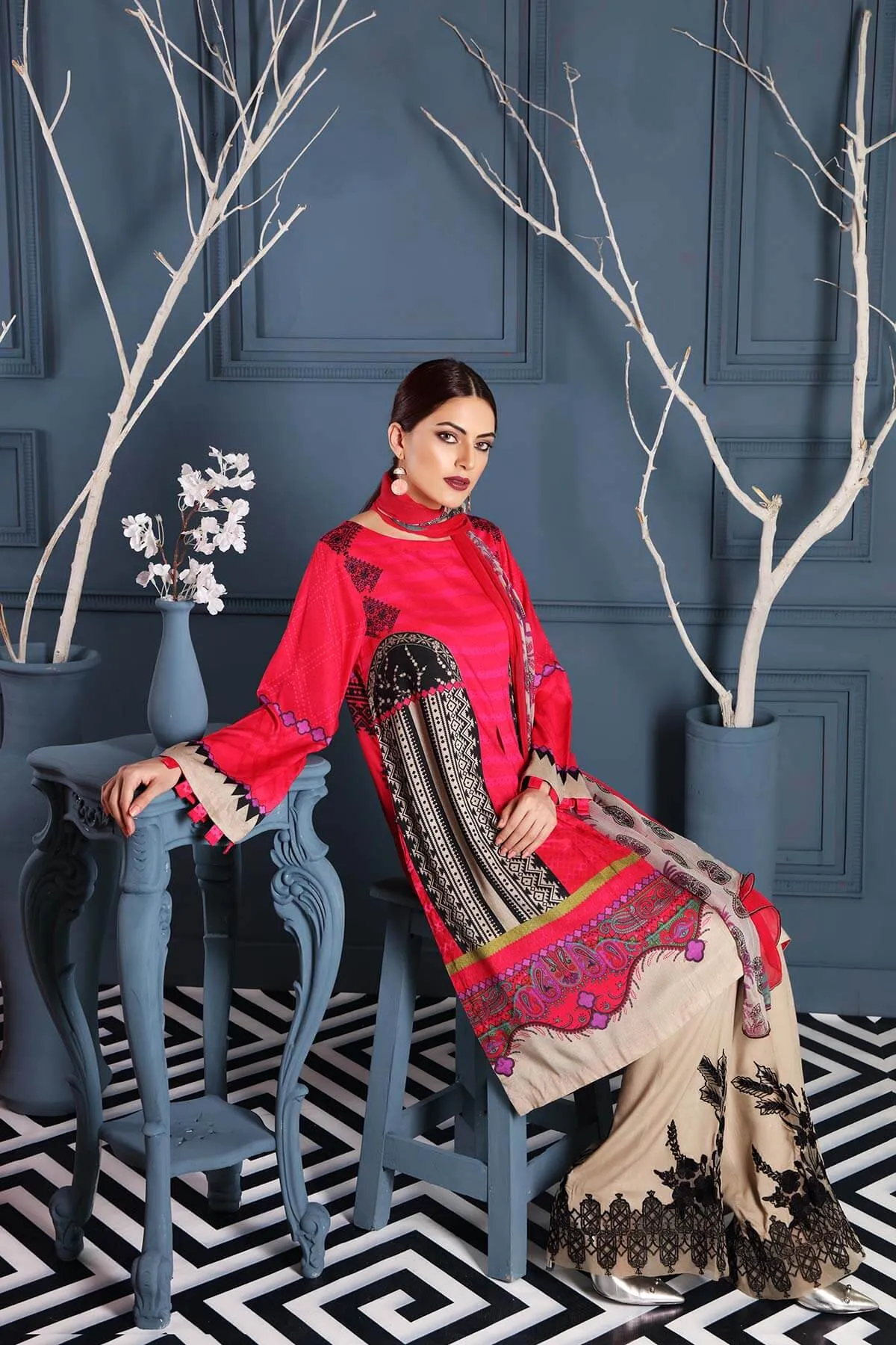 Charizma Combinations Embroidered Linen Collection – Ethnic Tale CCW-07