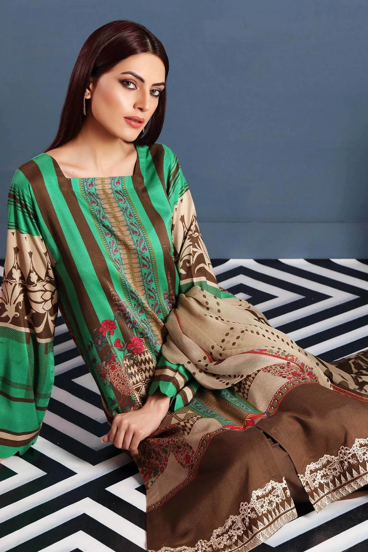 Charizma Combinations Embroidered Linen Collection – Green Valley CCW-06