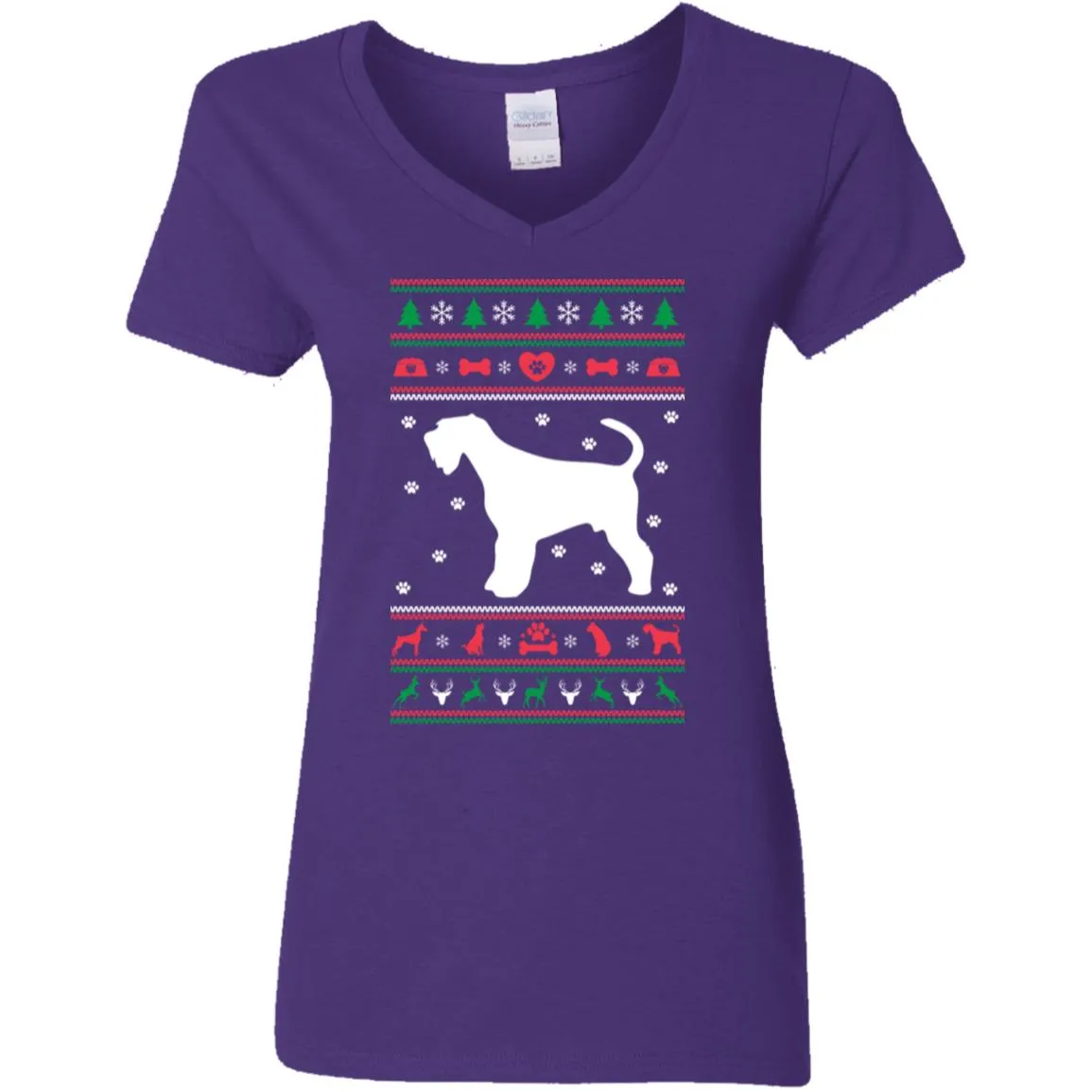 Christmas Airedale Dog Women V-Neck T-Shirt