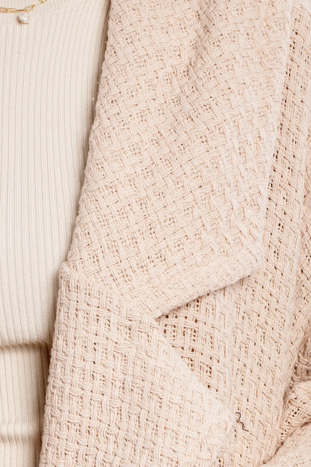 Comfy Oversized Waffle Knit Collared Jacket