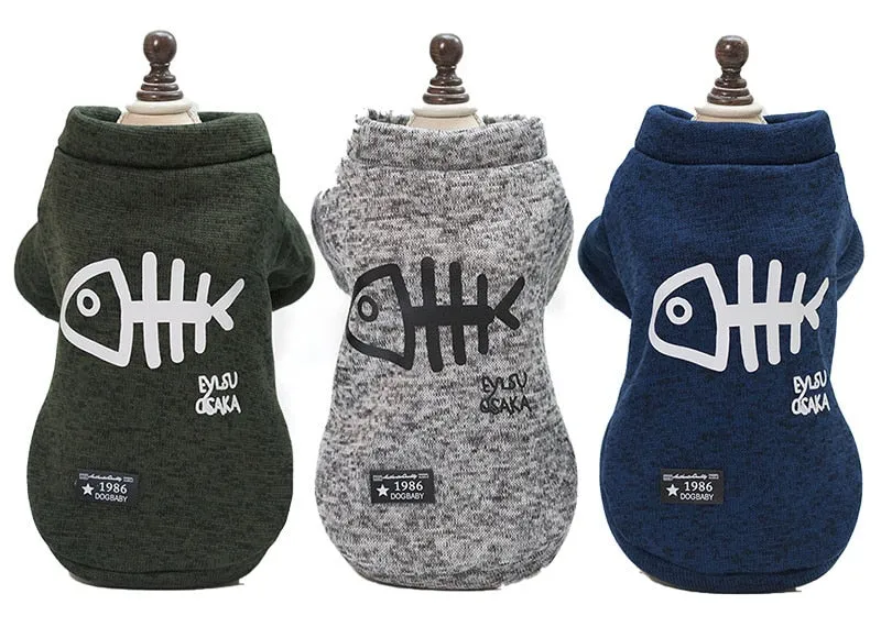 Comfy Soft Fish Print Warm Winter Jacket For Small Dogs