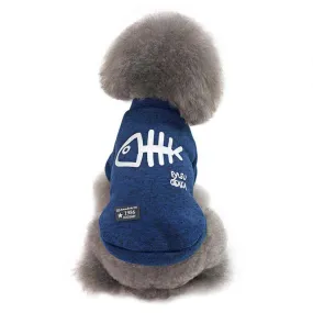 Comfy Soft Fish Print Warm Winter Jacket For Small Dogs