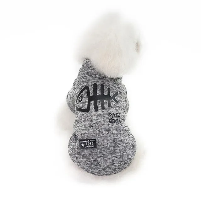 Comfy Soft Fish Print Warm Winter Jacket For Small Dogs