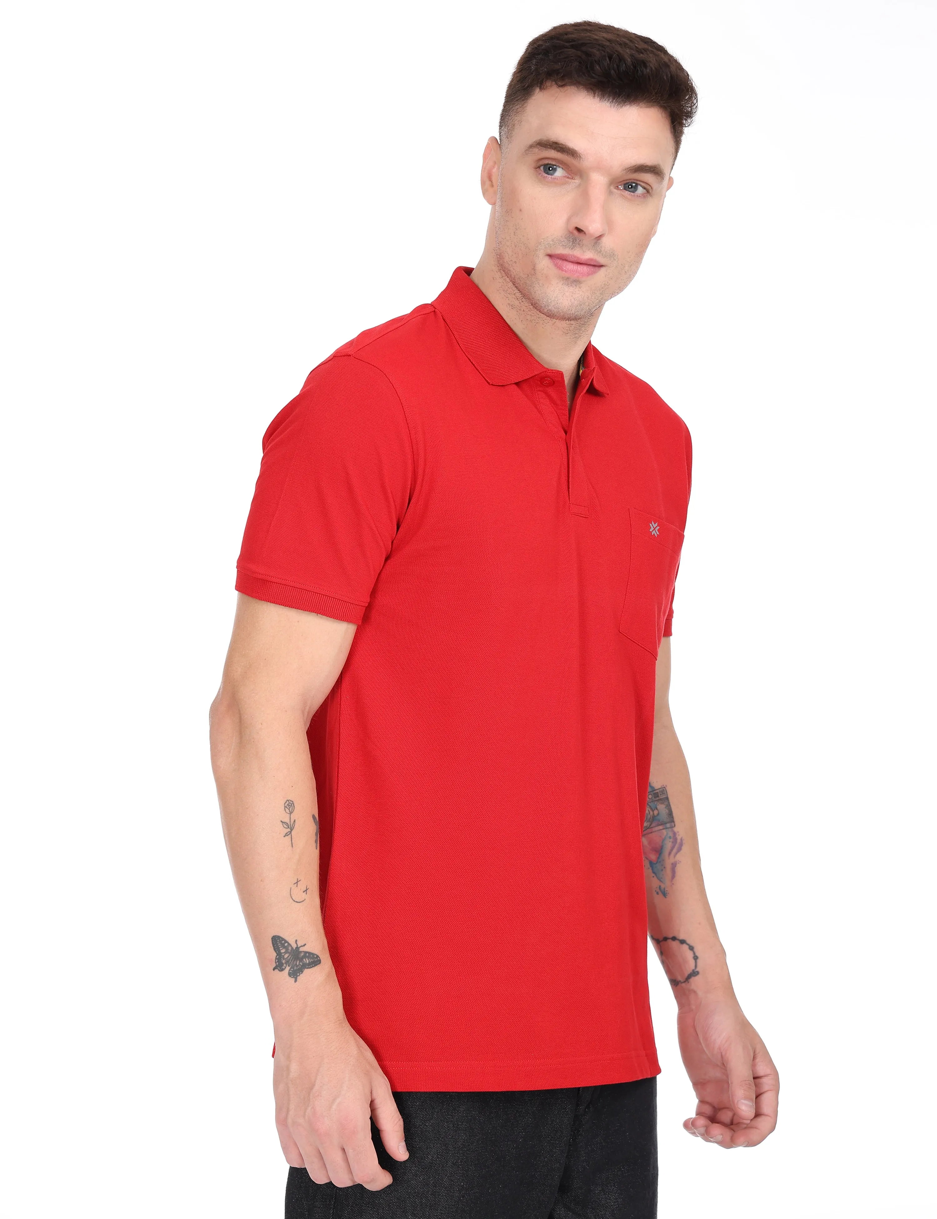Coral Red Colour T-shirt - 7008
