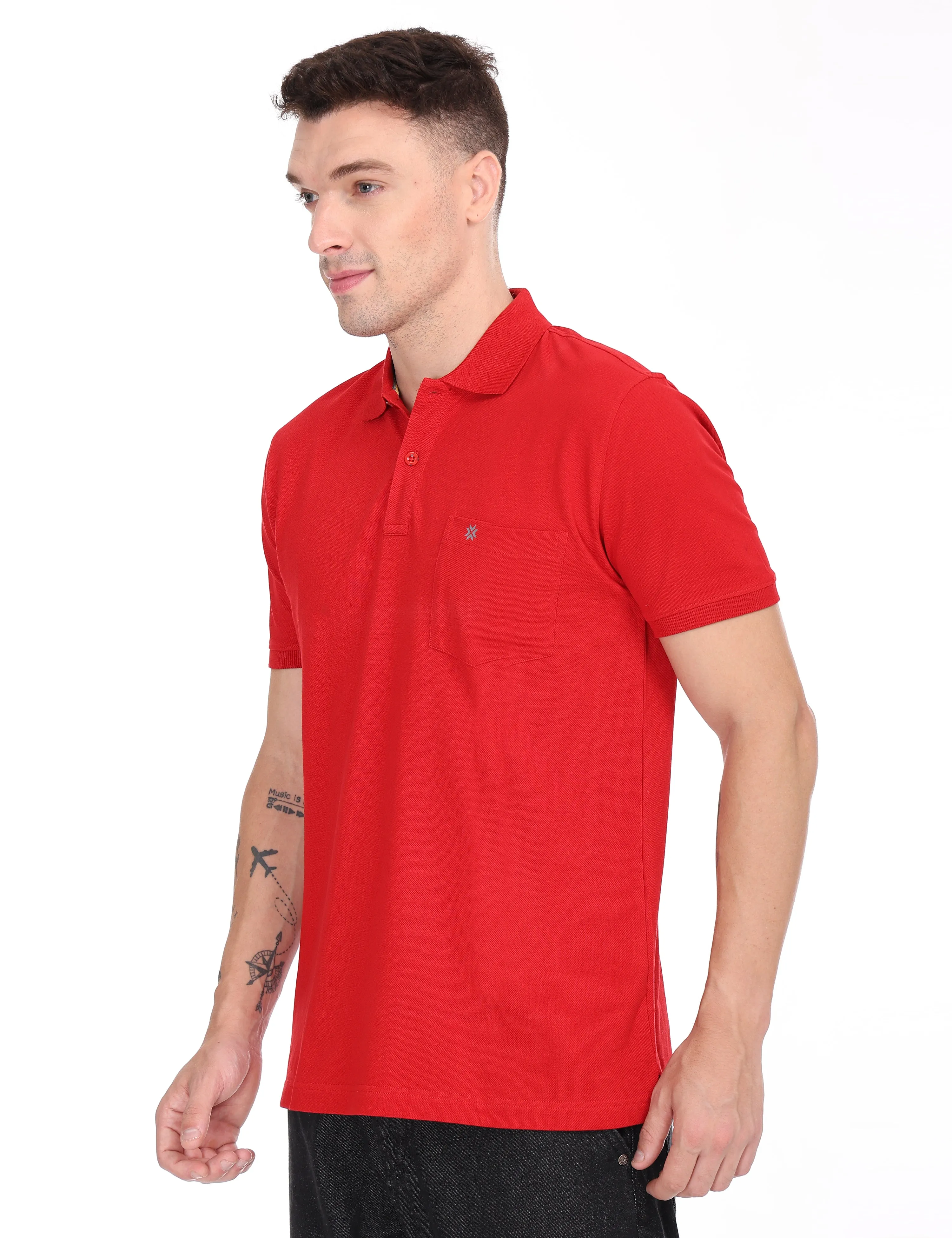 Coral Red Colour T-shirt - 7008