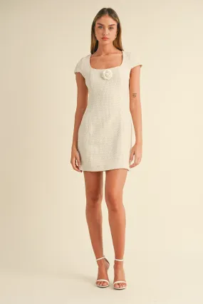 Corsage Tweed Mini Dress