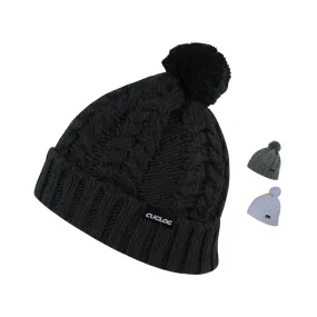 Cuglog K031 Vesuvius Long Cuffed Cable Knit Pom Pom Beanies Hats Winter Caps