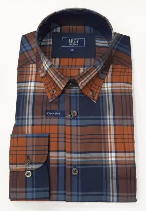 Daniel Grahame Long Sleeve Casual Check Shirt 57 - Rust/Navy