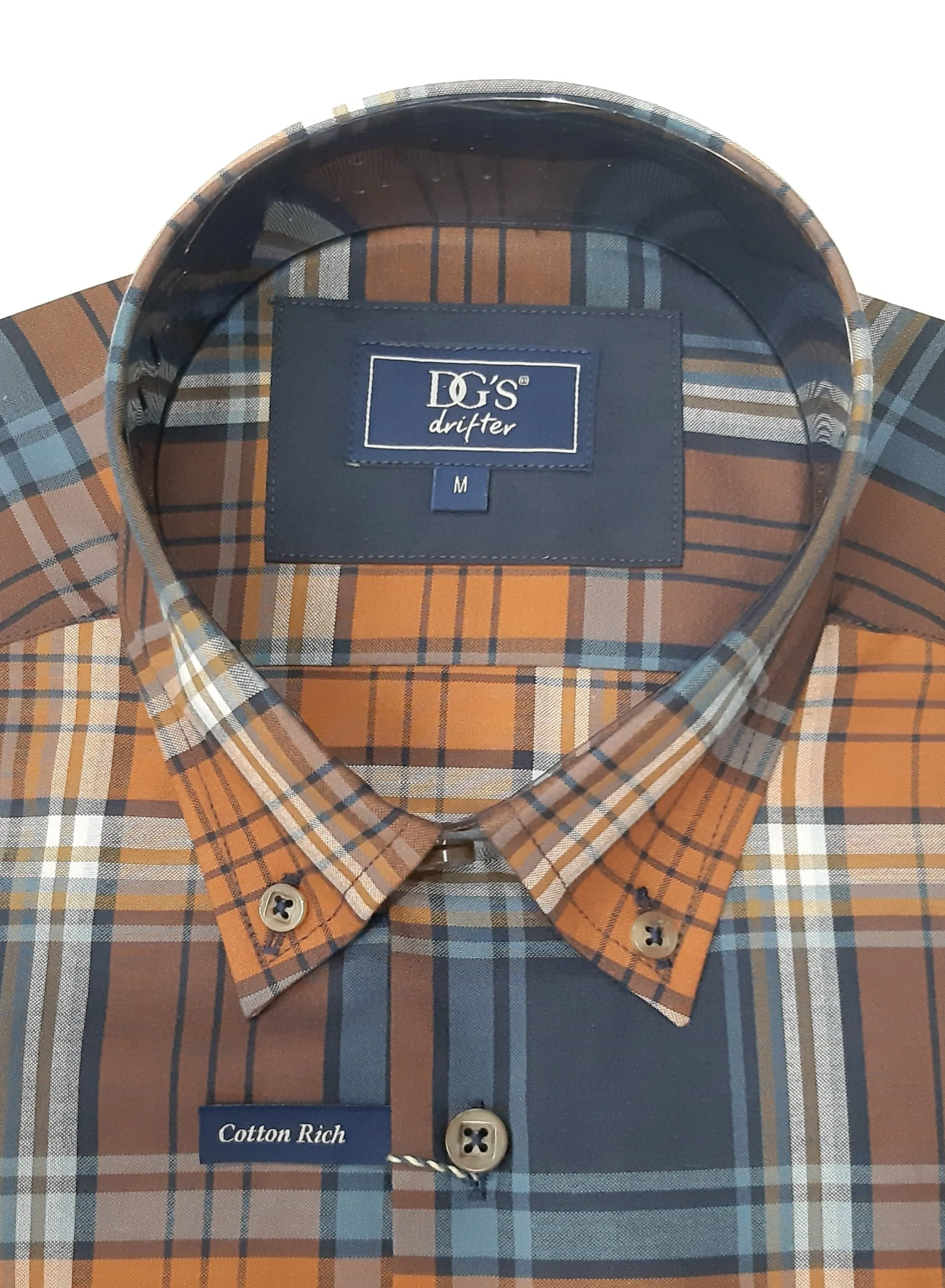Daniel Grahame Long Sleeve Casual Check Shirt 57 - Rust/Navy