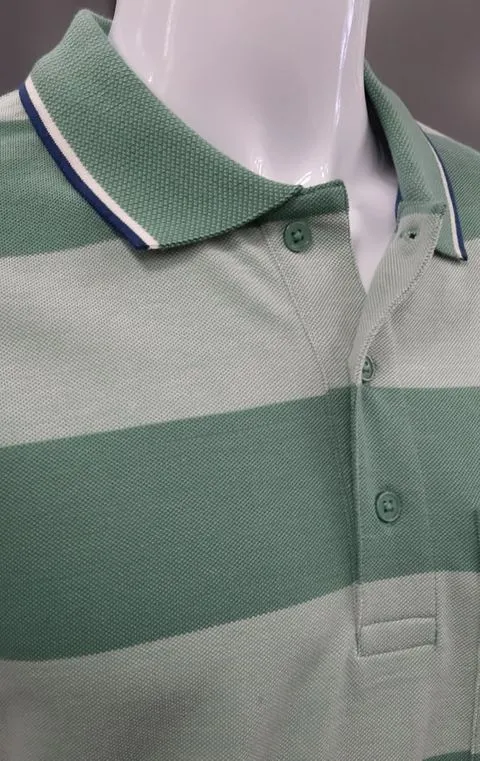 Daniel Grahame Short Sleeve 3 Button Stripe Polo Shirt 99 - Green