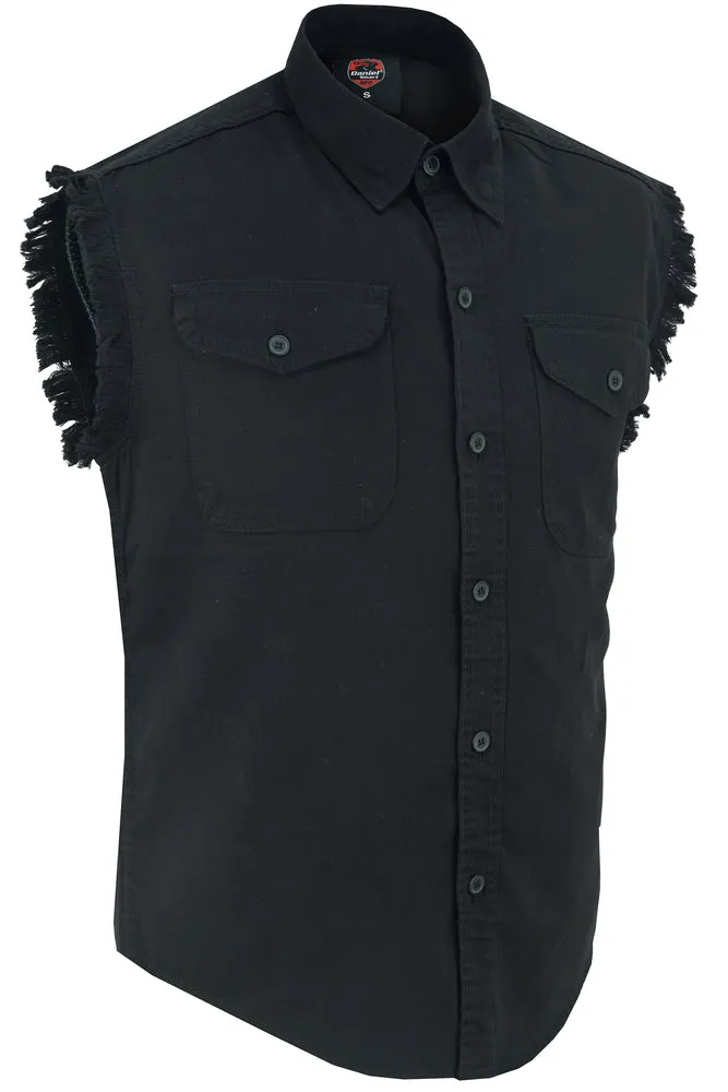 DM6001 Men's Lightweight Sleeveless Denim Shirt - Black