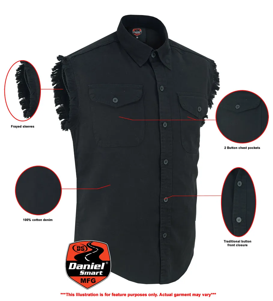 DM6001 Men's Lightweight Sleeveless Denim Shirt - Black